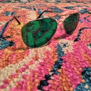 Rainbow Optx Green "I Attract" Aviator Sunglasses